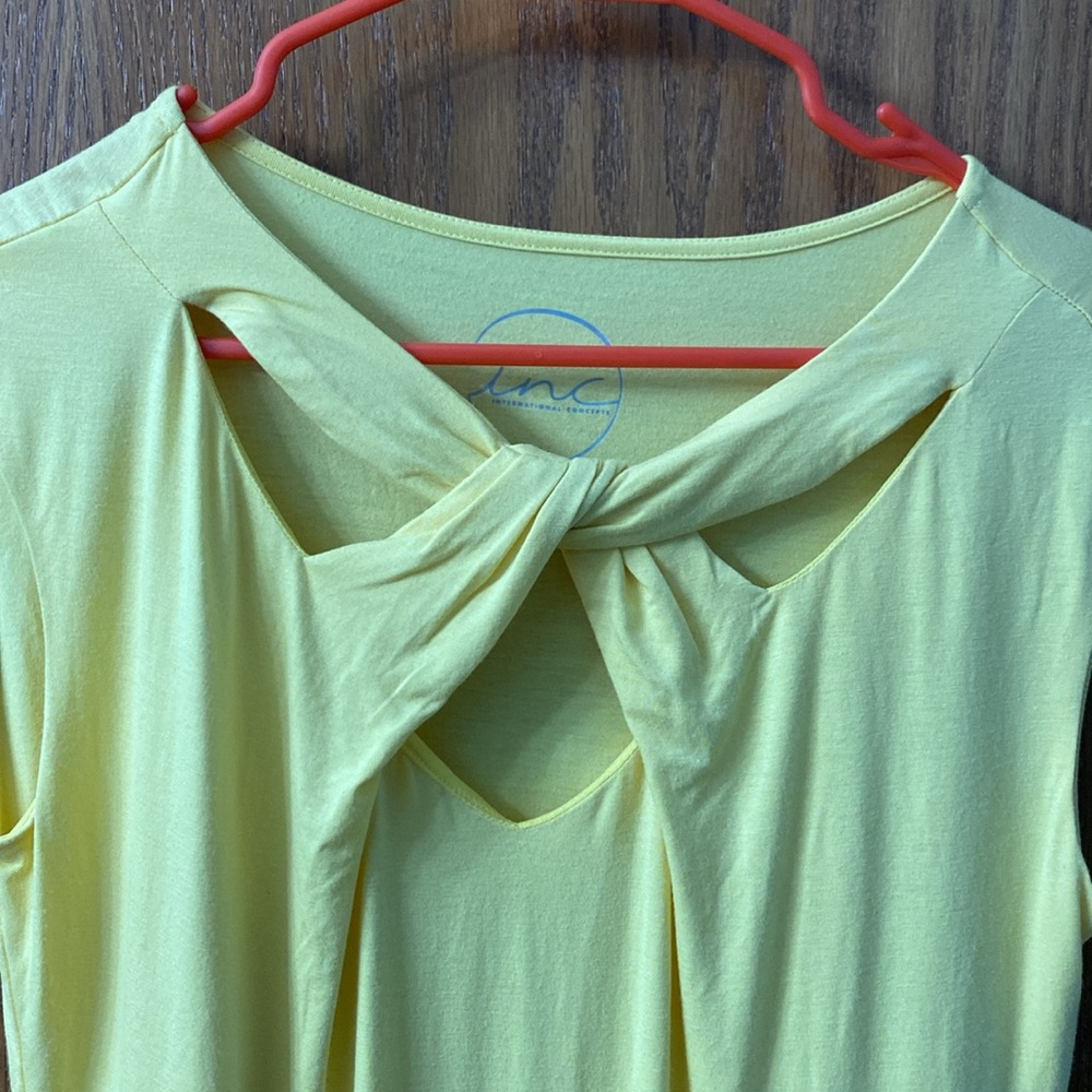 “5/$20” inc international concepts spring yellow sleeveless shirt size XL - Picture 3 of 5